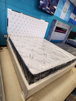 King platform bed frame with mattress pillow top on sale for: