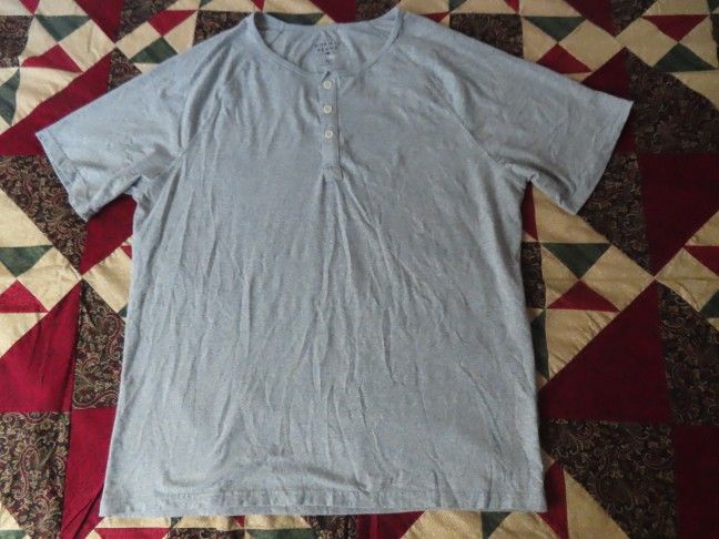 The Normal Brand Short Sleeve Active Purmeso Henley - grey XL