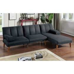 Black Futon Sofa With Chaise 