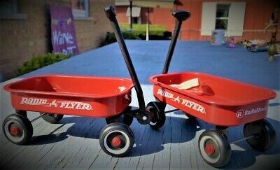 Lot Of TWO My Little Red Wagon Red Radio FLYER Wagons MODEL # 901 6" Long Bed!