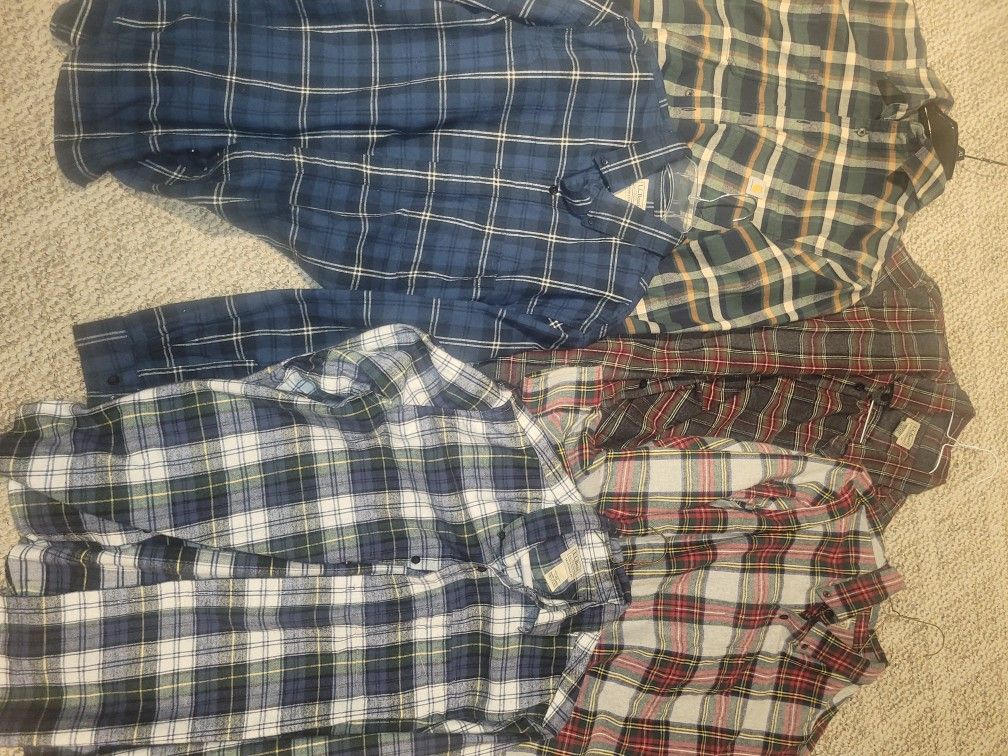 5 LL Bean Flannels CARHARTT NICE! large