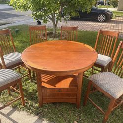 Hardwood Table & Chairs With Storage