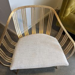 Cb2 Gold Chair, Light Beige Cushion