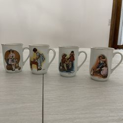 Norman Rockwell Cups, 1981,  Set Of 4