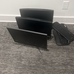 3 Monitors & A Printer 