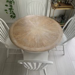Round Wood Dining Table with 4 Chairs