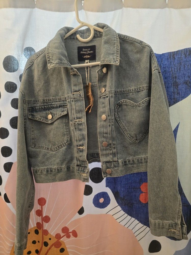 ashley vintage charm denim jacket Heart Pocket