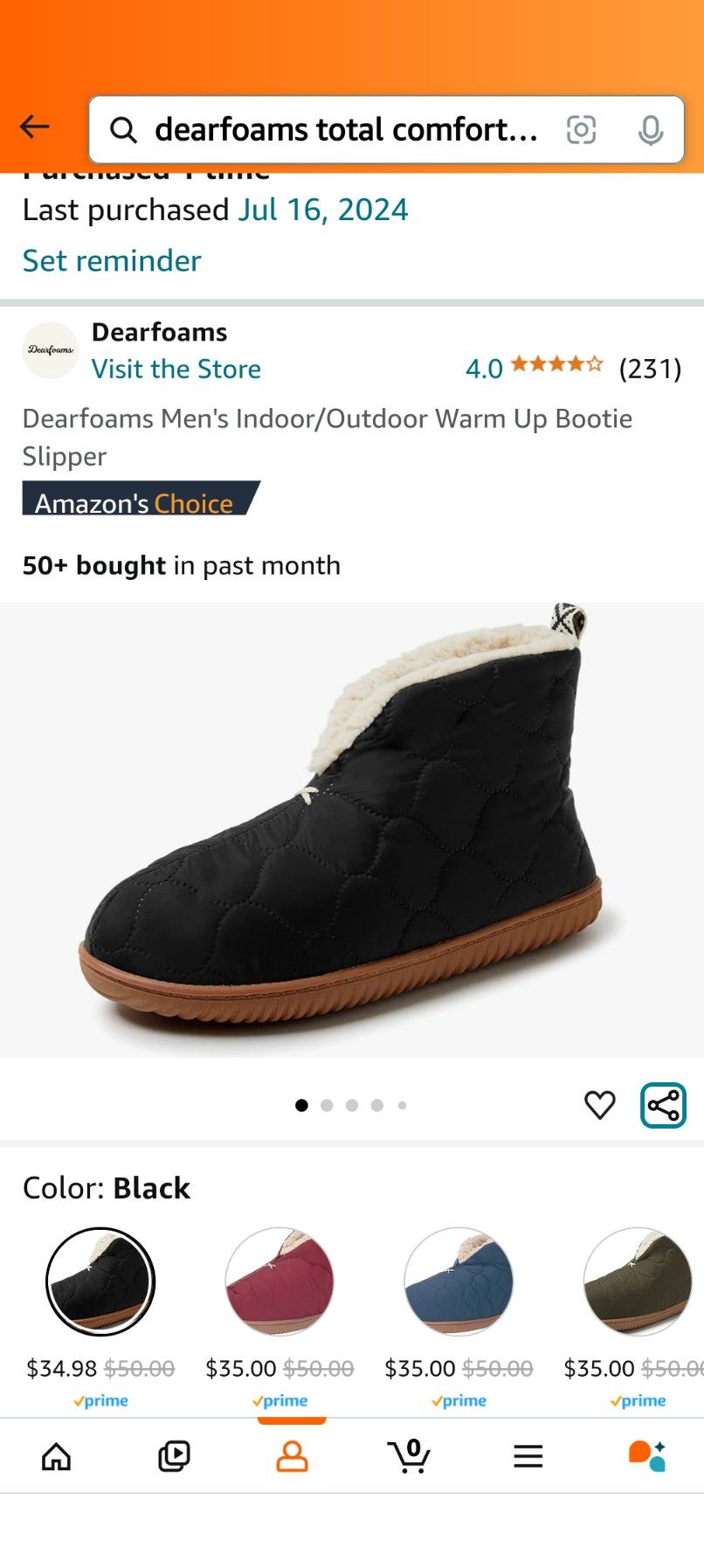 Men's Dearfoams Slippers Lg 11-12 Indoor/Outdoor Warm Up Bootie