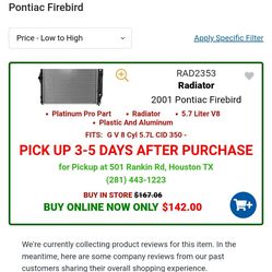 Pontiac trans am 1998 to 2002 5.7 ls1 RADIATOR