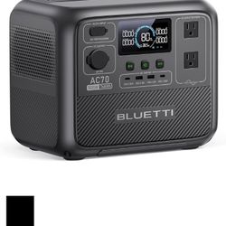 BLUETTI Portable Power Station AC70, 768Wh LiFePO4 Battery Backup w/ 2 1000W AC Outlets (Power Lifting 2000W), 100W Type-C, Solar Generator for Road T