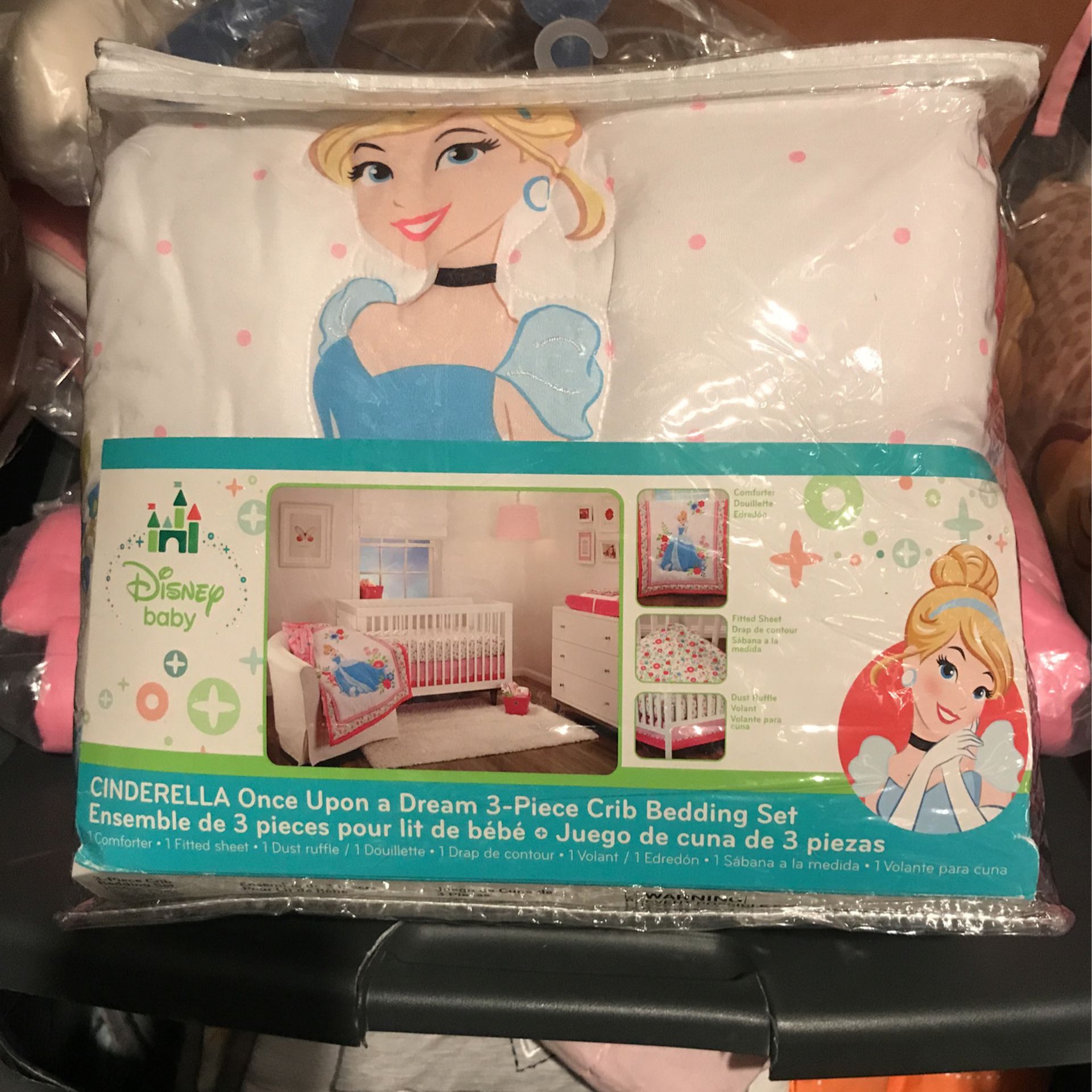 Disney Cinderella 3 Piece Baby Crib Bedding Brand New