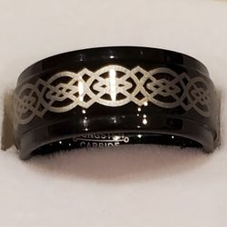 Tungsten Carbide Ring Band. Black And Gold. Size 6.5
