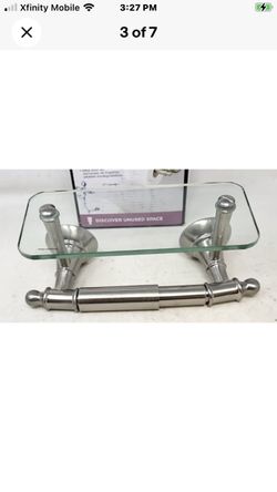 Toilet Paper Holder with Glass Shelf in SpotShield Brushed Nickel HEXTN50-BN