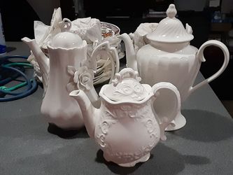 White Ceramic Teapot and Canister Set