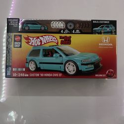 Mattel Brick Shop Hot Wheels Custom ’90 Honda Civic EF Building Toy Kit 248pc for Collectors