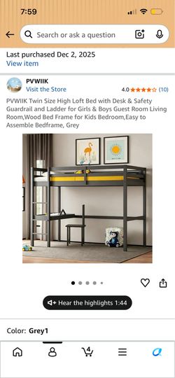Twin loft bed