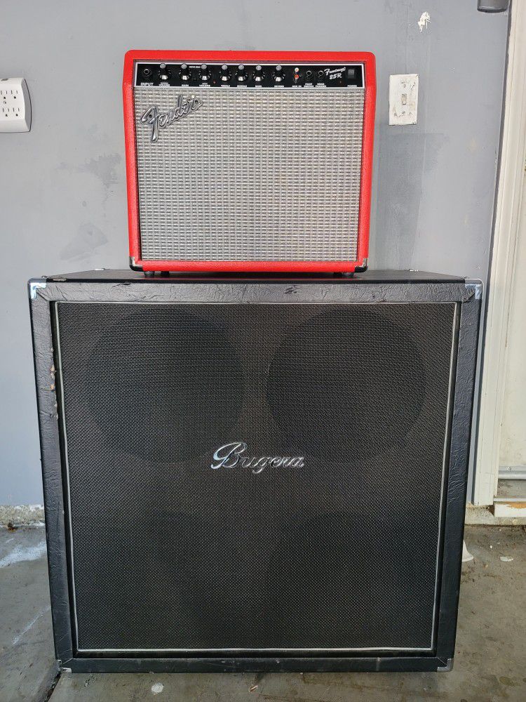 Bugera 412F 4x12 Cab and Fender Frontman 25R Red edition guitar amp