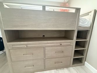 PB Teen Cleary Loft Bed Twin Brushed Fog -Pottery Barn
