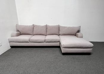 This 2 pc measures 11 x 6 FT. made in U.S.A. Faded seat cushion chaise,  but in excellent condition. We deep cleaned the entire couch and washed all c