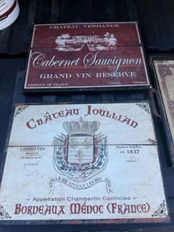Vintage French Wine Label Decorative Wood Signs