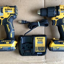 Dewalt Impact Driver & Hammer Drill 2-Power Stack Batteries & Charger