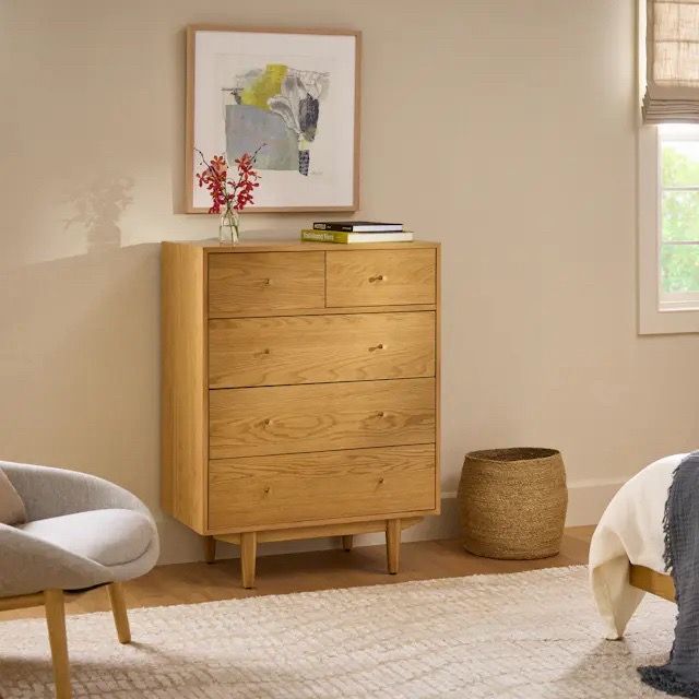 Brand New Article Cooper 5-Drawer Chest-Natural Oak