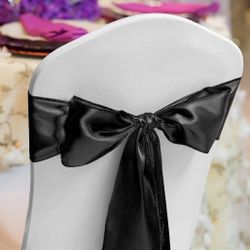 Black Satin Chair Sashes -15