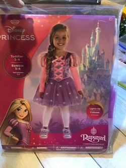Disney Princess Rapunzel Light Up Dress Size Toddler 3-4 -NEW