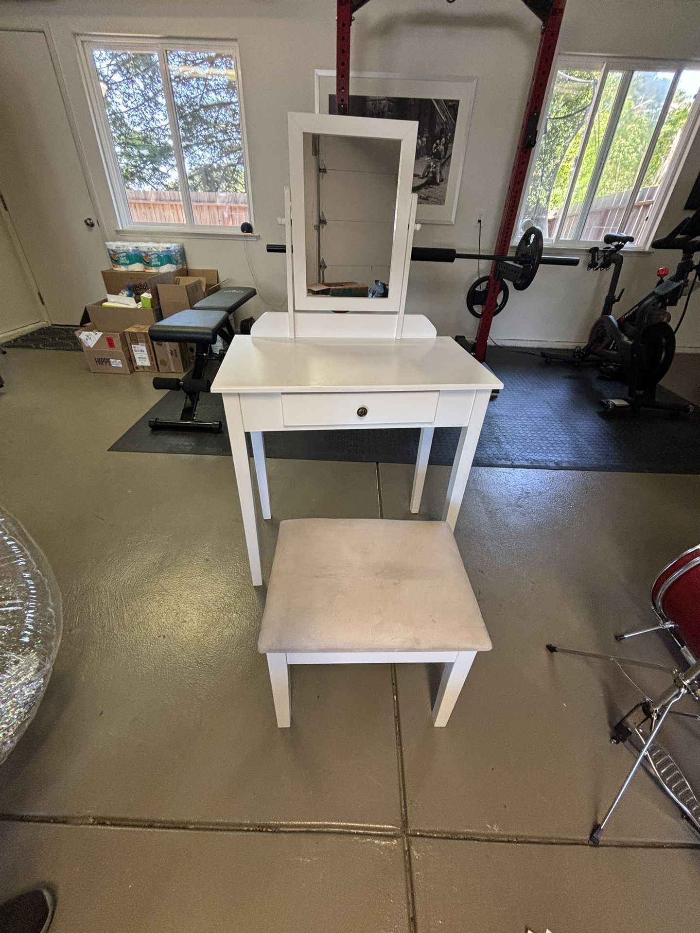 White Makeup Vanity 2 Pieces Like New . 16 X 28 X 50 tall