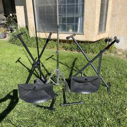 2 Bases Para Teclado 2 Adaptadores Para Teclado Extra 1 Base Para Micrófono y 2 Cornetas De Twitters  De peavey