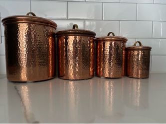 Copper colored metal storage containers