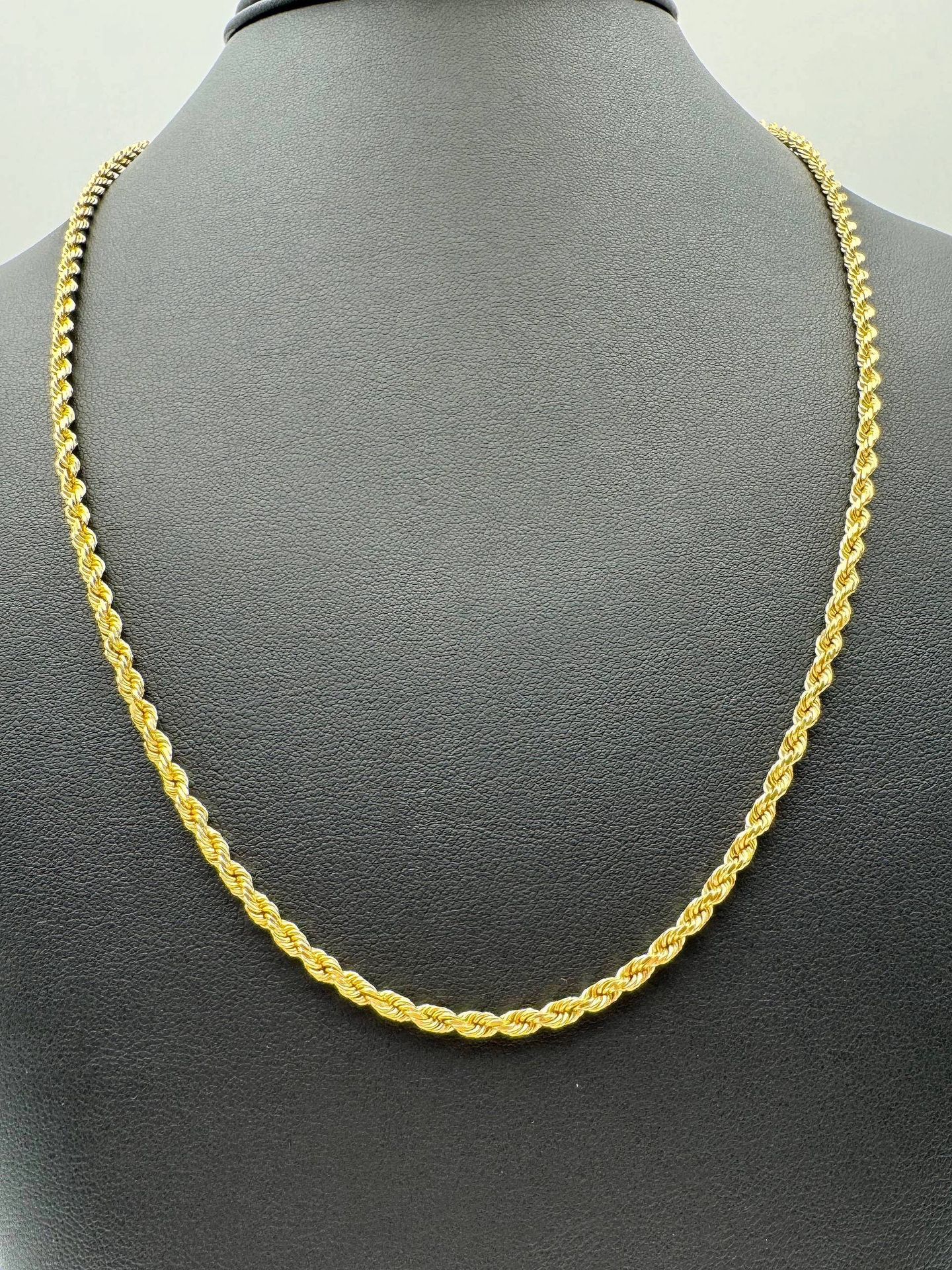 Jewelry 14k solid yellow gold rope chain necklace 22” 3.4mm 17 grams