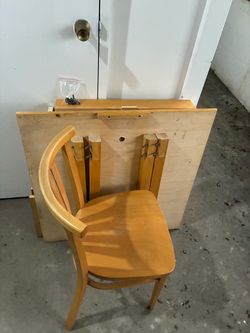 Solid pine dining table with matching chair
