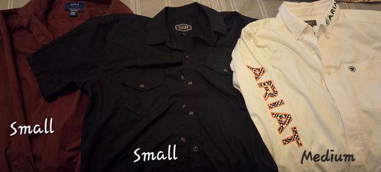 (Ariat,Gibson) 3 mens dressy button-down shirts