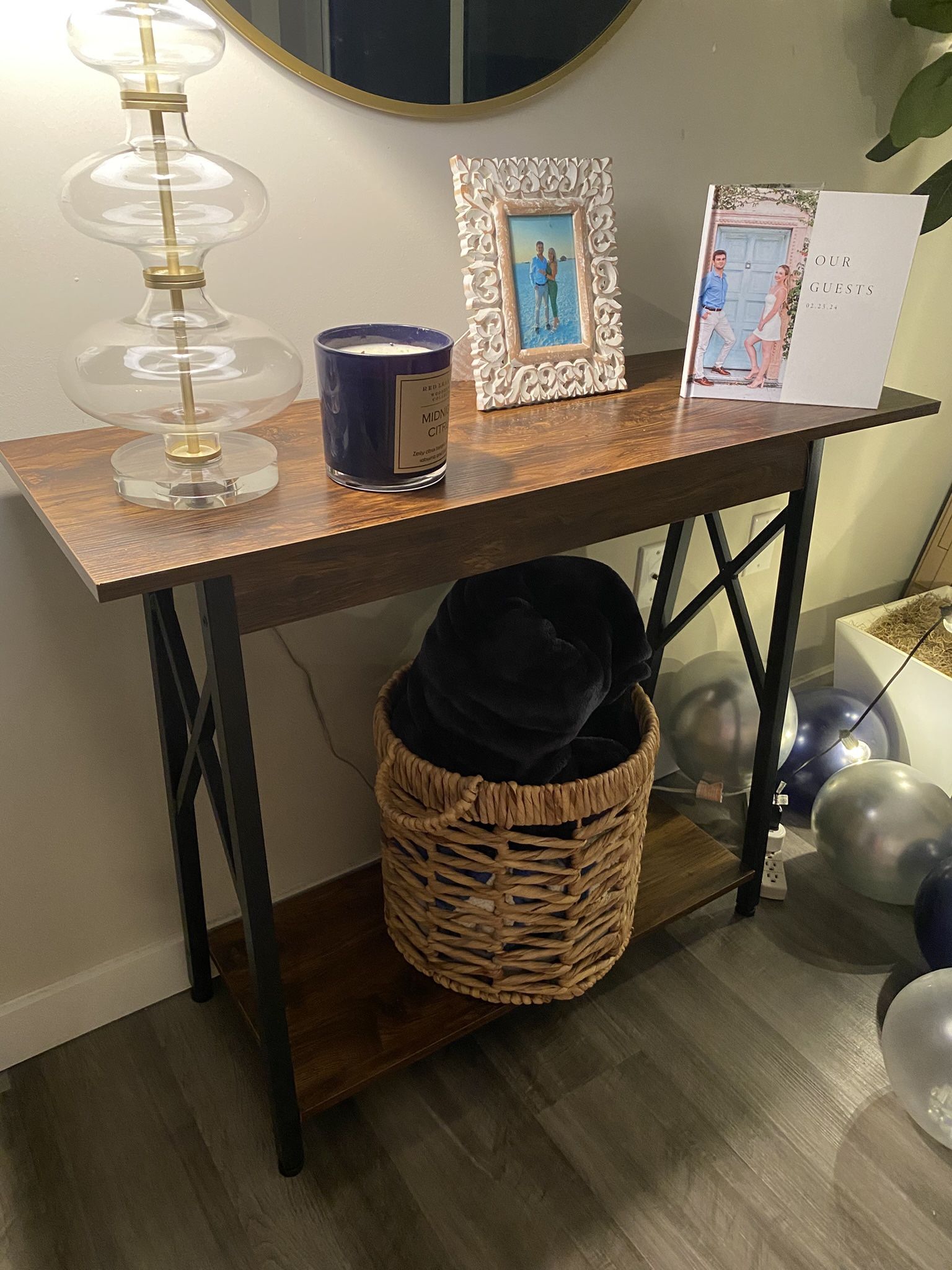 Wood and Metal Console Table