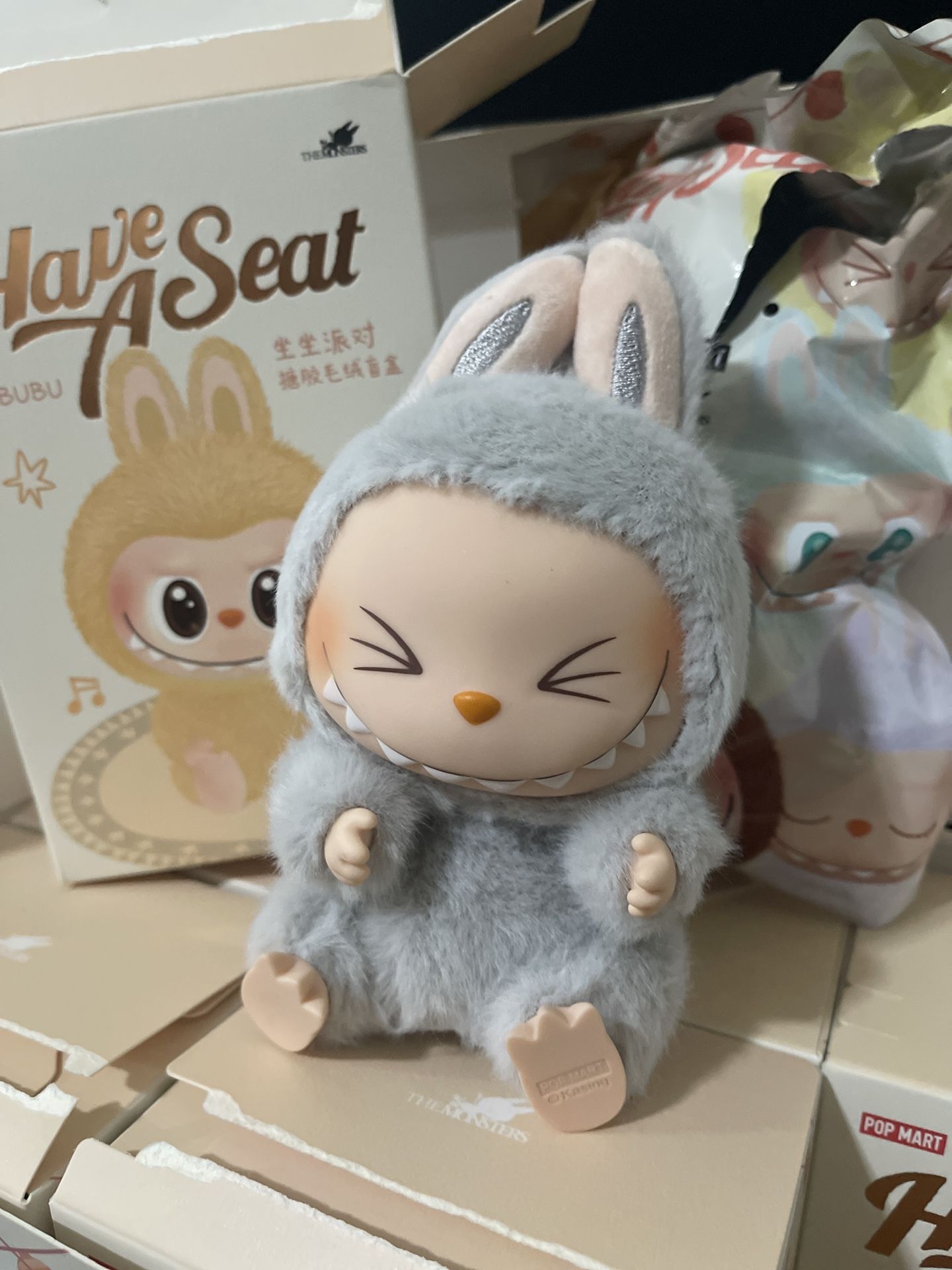 Opened Box HEHE Have A Seat Labubu from Pop Mart