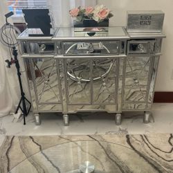 Mirrored Glass Console Table 