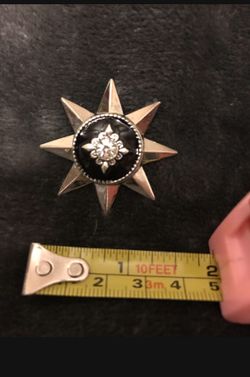 Rustic Star Black With Crystals Pendant Winter Jewelry 