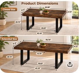 Brand New Expandable Dining Table – Rustic Brown