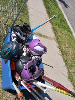 Softball Helmet and Bat Bundle Lot