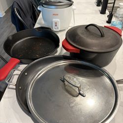 All-Clad Fry Pan, Lodge Cast Iron (2), Rice Cooker
