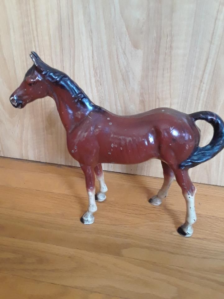 Vintage Cast Iron. 1920s 30s Cast Iron Painted Horse Door Stop By Hubley.