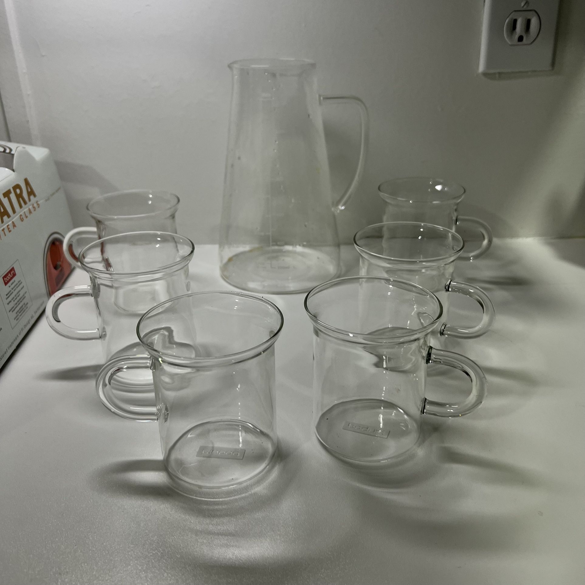 RJ3 ovalware Coffee Maker Pitcher Bodum Set of 6 Glasses with Handle, Glass Coffee