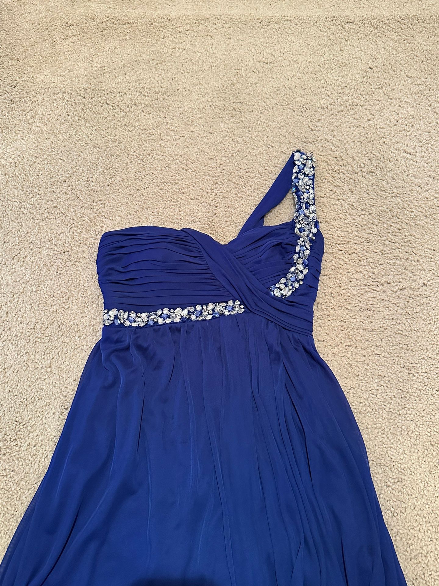 Royal Blue Long One shoulder Jeweled diamond Ball gown  for Formals Night Prom Special Events 