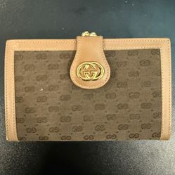 Vintage Gucci Wallet Made In Italy Brown/Beige 1970’s - Excellent Condition
