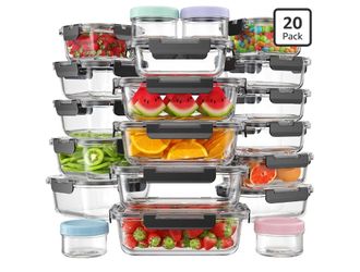 20 PCS Glass Food Storage Containers with Lids