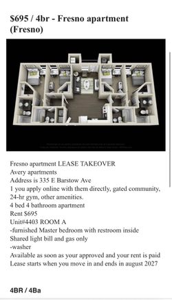 Lease take over $695