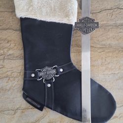 Harley Davidson Christmas Stocking & Wreath Hanger 