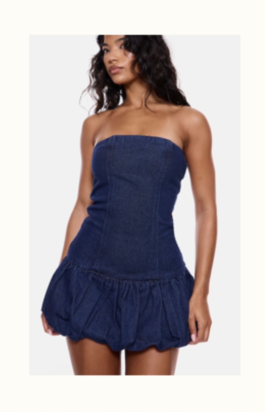 denim puffball dress