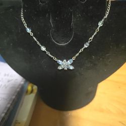Pretty Butterfly Necklace With Blue Topaz 